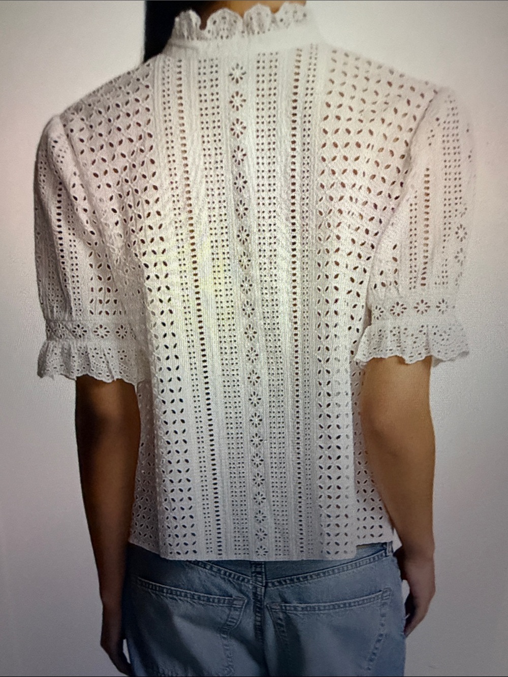 Polo by Ralph Lauren White Eyelet Ruffle Front Blouse nwot - Picture 3 of 17